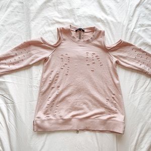 Jamison Cold Shoulder distressed hoodie